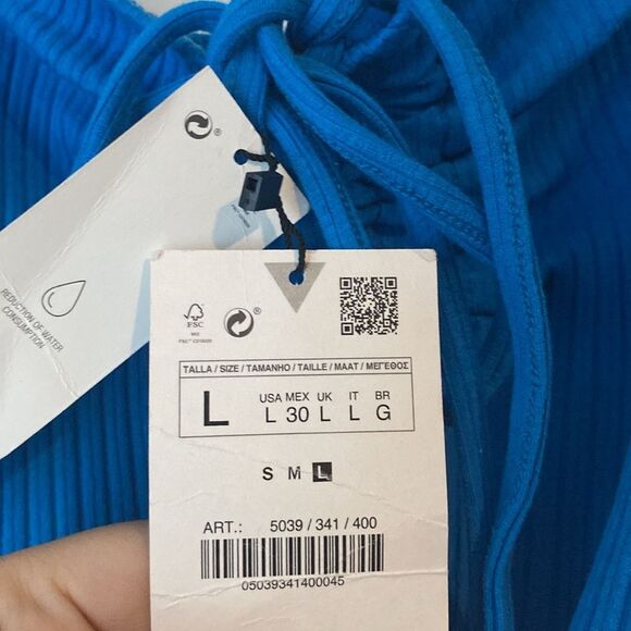 NWT New Zara Blue Ribbed Crop Top Size Large - Picture 4 of 5